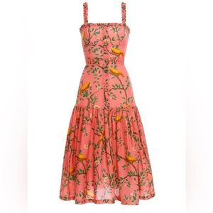 Agua by Agua Bendita Pink Nispero Printed Linen Midi Dress Size XS.
